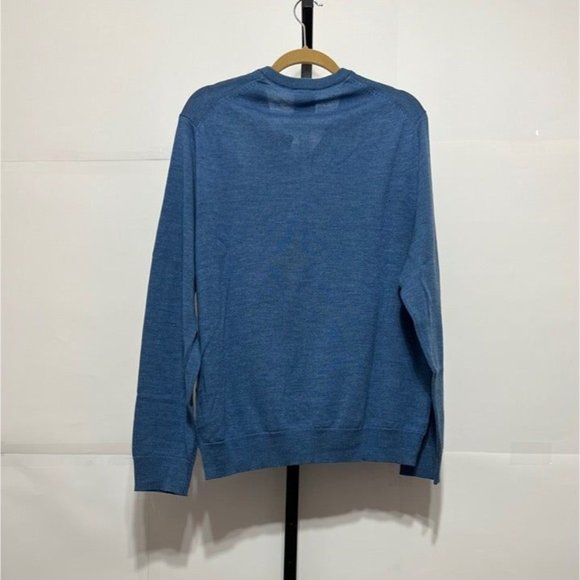 Jos A Bank NWT Sz XL Blue 70 Traveler Collection Merino Wool V-Neck Sweater - Picture 3 of 11